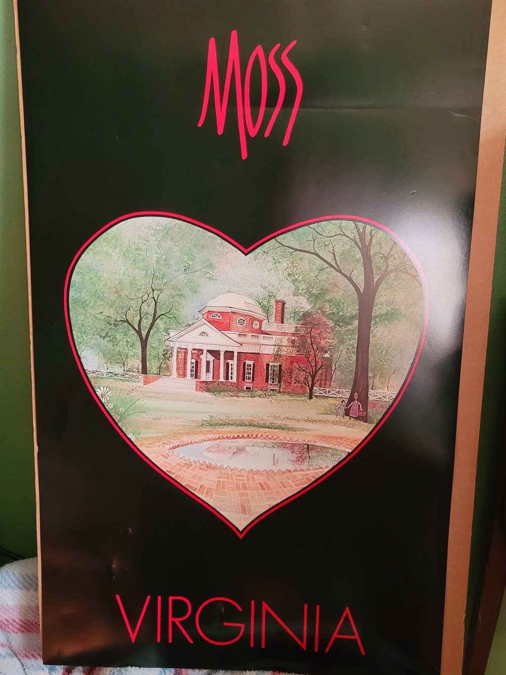 Virginia Heart Wall Art Poster in Black with Pink Accents